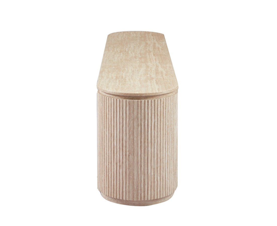 TV Meubel Travertine 200cm - Modern design with marble tabletop and MDF base, beige travertine color.