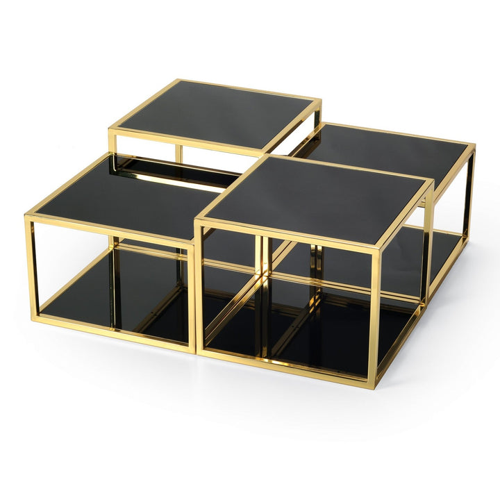 AFZELIA Metal Salontafel Zwart-Goud