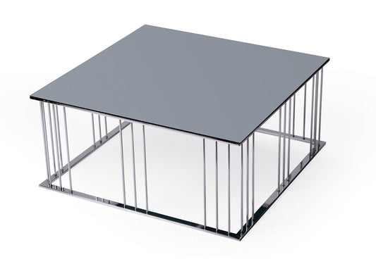 CIZBON Metal Salontafel Antraciet Spiegelglas - Zilver/Chroom