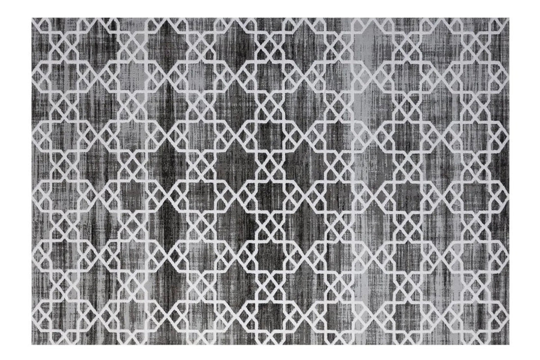 Vloerkleed van katoen met modern geometrisch patroon in grijstinten - 160x230 cm