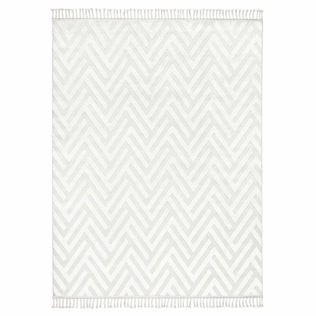 Elegant Wit Vloerkleed met Visgraatmotief - 160x230 cm - Polyester