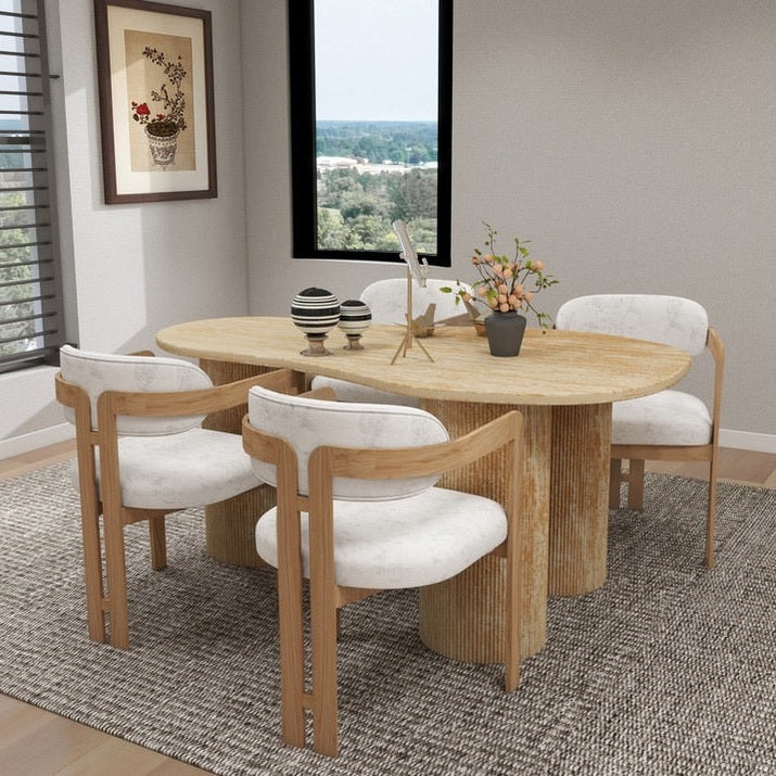 Eettafel travertine organisch