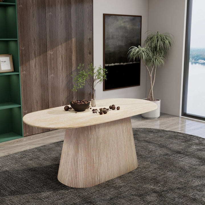 Ovale eettafel Valencia Travertine 180x90cm
