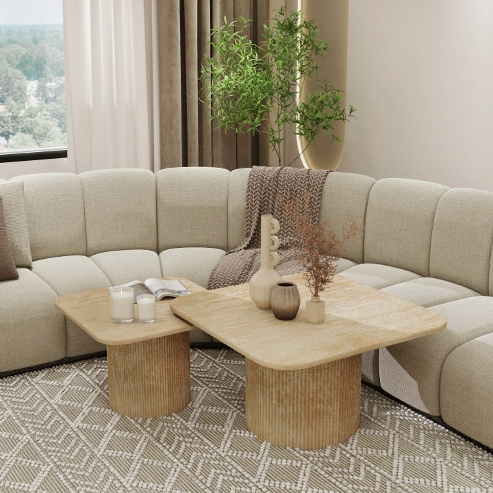 Salontafel set van 2 Travertin