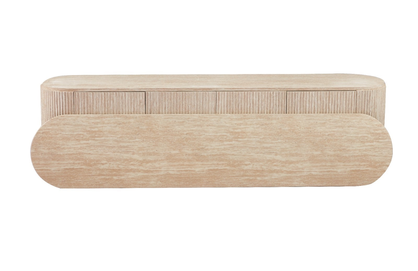 TV Meubel Travertine 200cm - Stijlvol marmeren tv-meubel in travertin kleur met MDF onderstel.