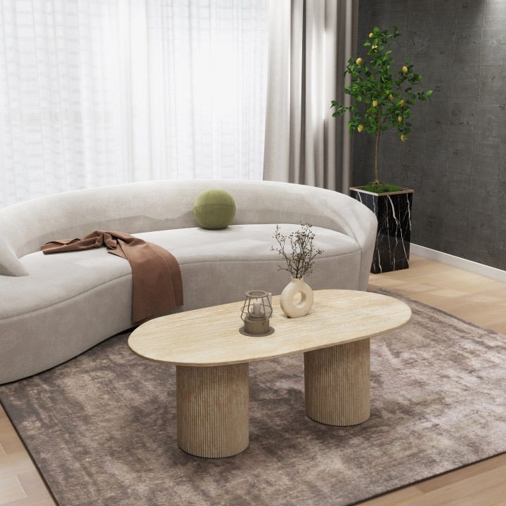 Rechthoekige Salontafel – Travertin Marmeren Blad