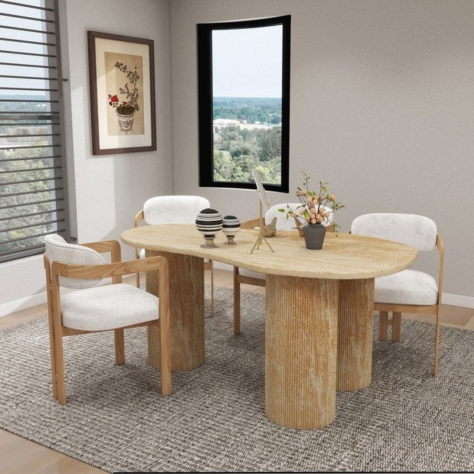 Eettafel travertine organisch