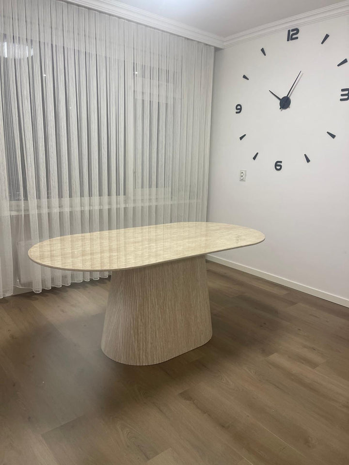 Marmeren Eettafel Ovaal - Travertin 180x90cm