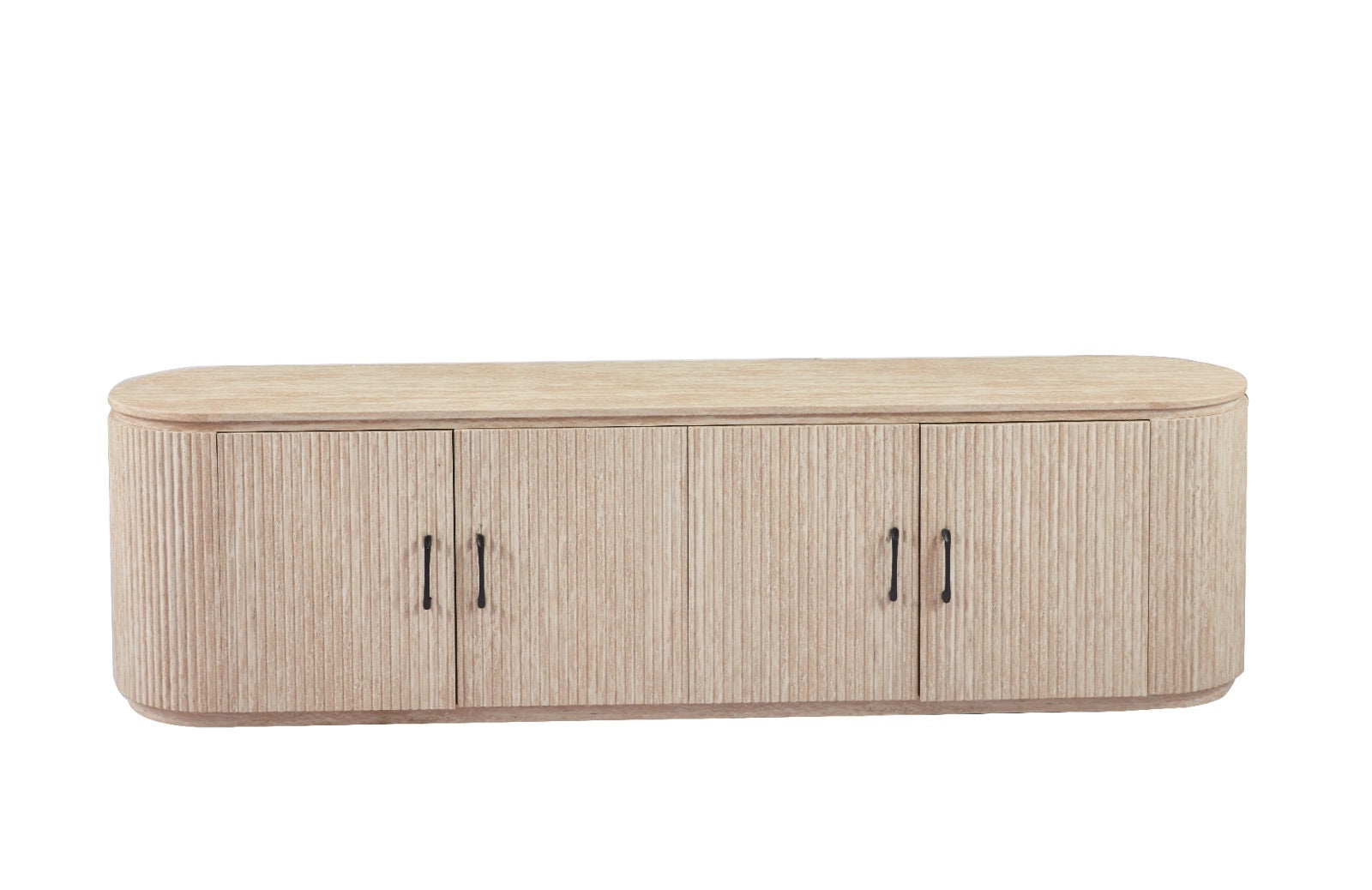 TV Meubel Travertine 200cm elegant design with marble tabletop and MDF legs.