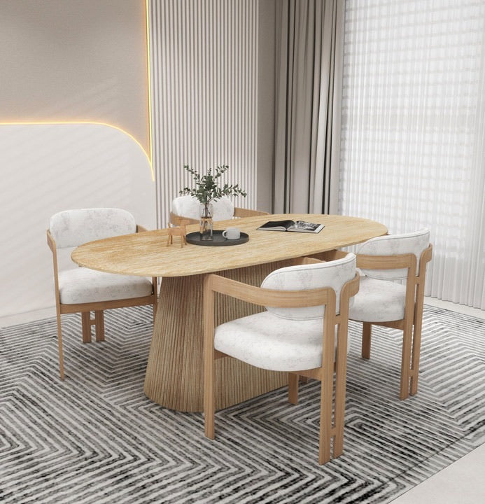 Ovale eettafel Valencia Travertine 180x90cm