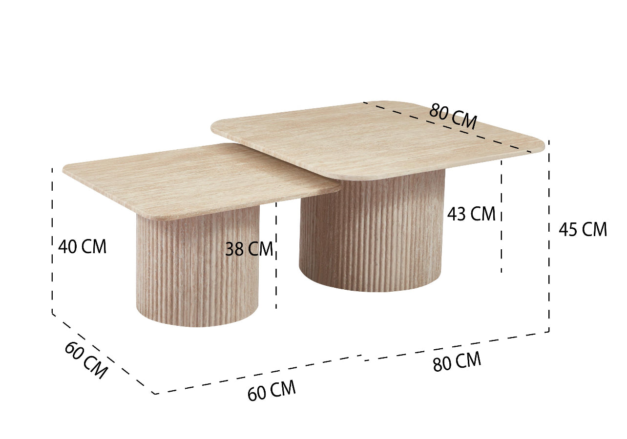 Salontafel set van 2 Travertin