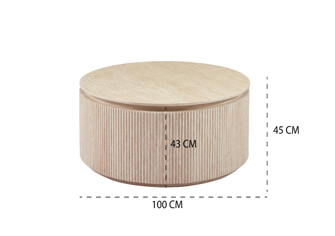 Marmeren Salontafel Rond | Travertin Look 100 CM