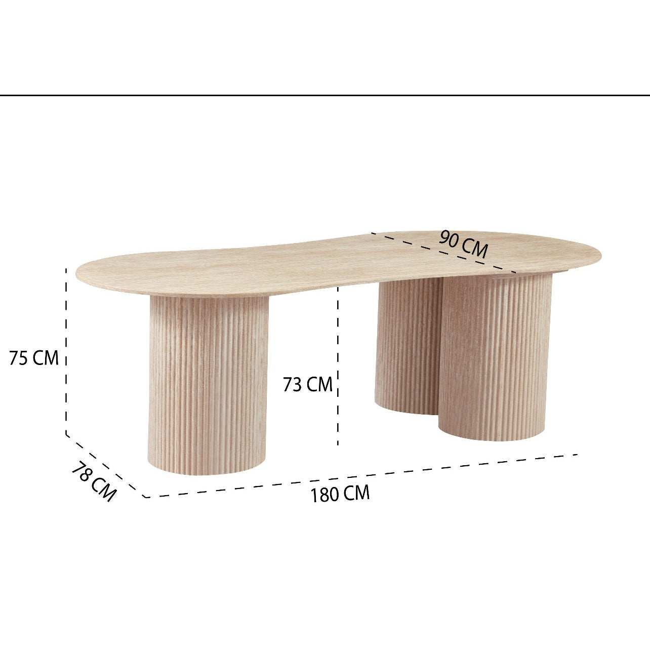 Eettafel travertine organisch