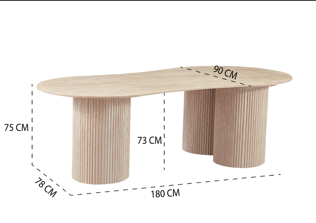 Eettafel travertine organisch