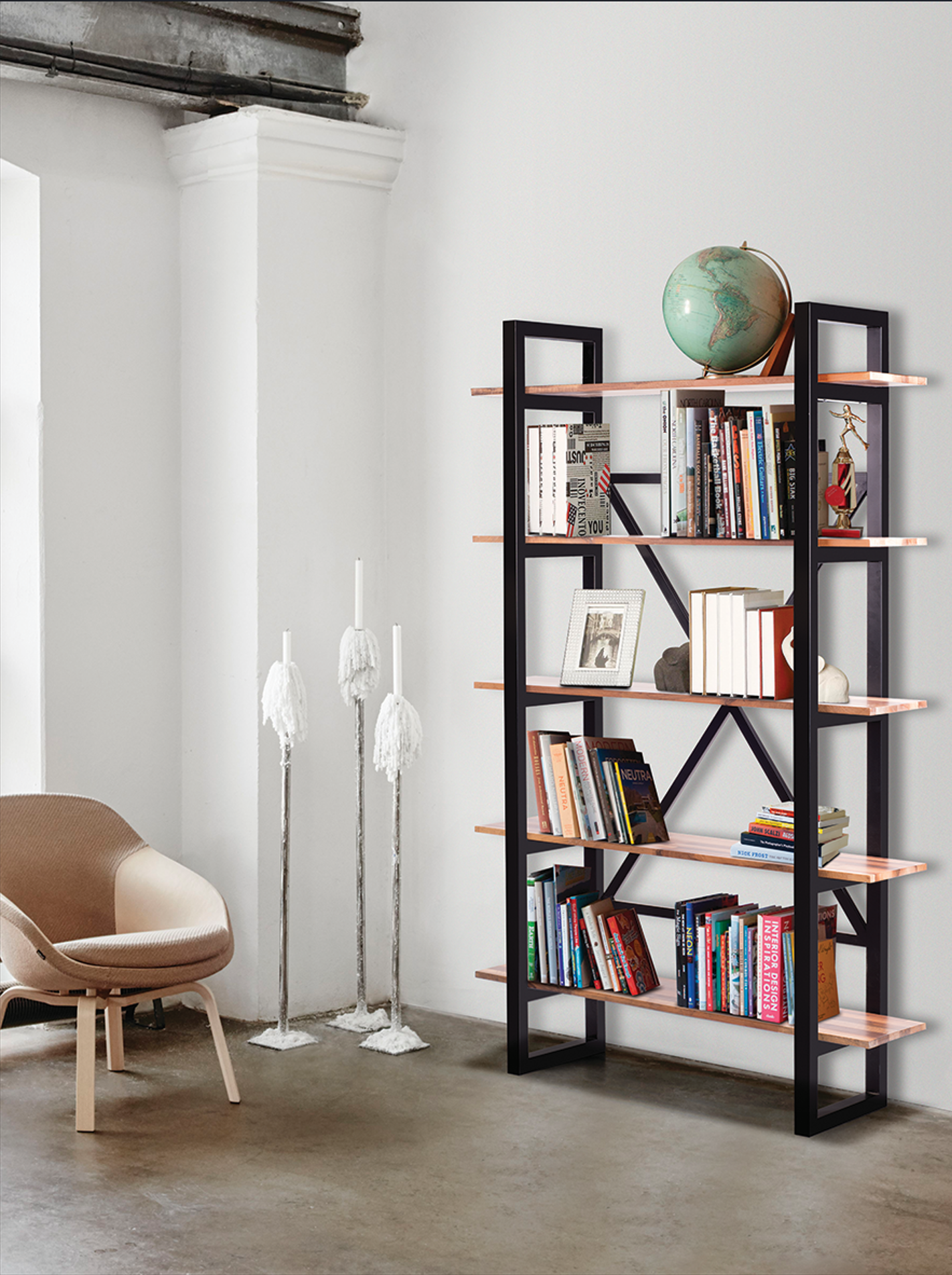 Boekenkast – 1 MDF Planken – Metalen Frame