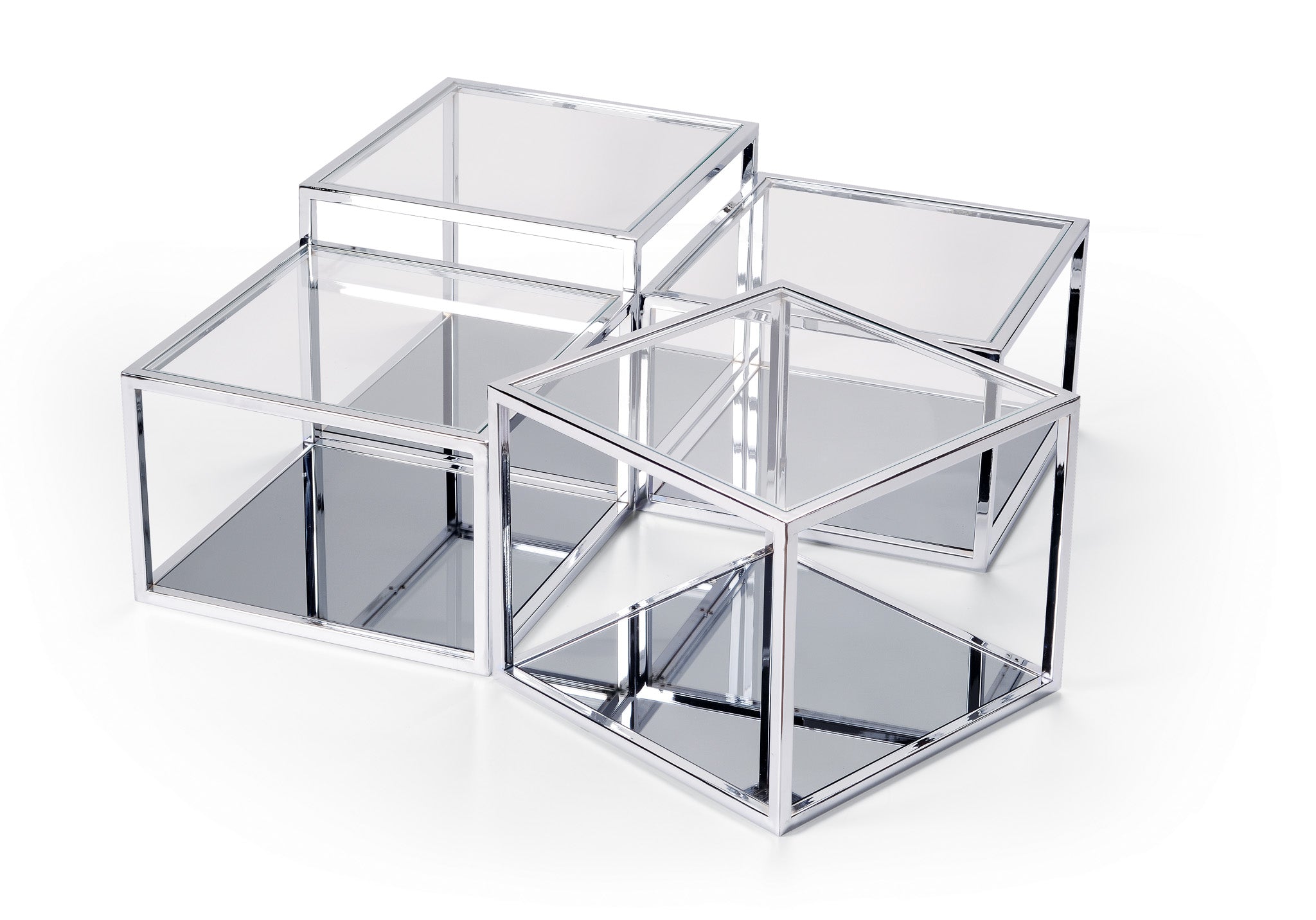 AFZELIA Metal Salontafel Transparant Glas