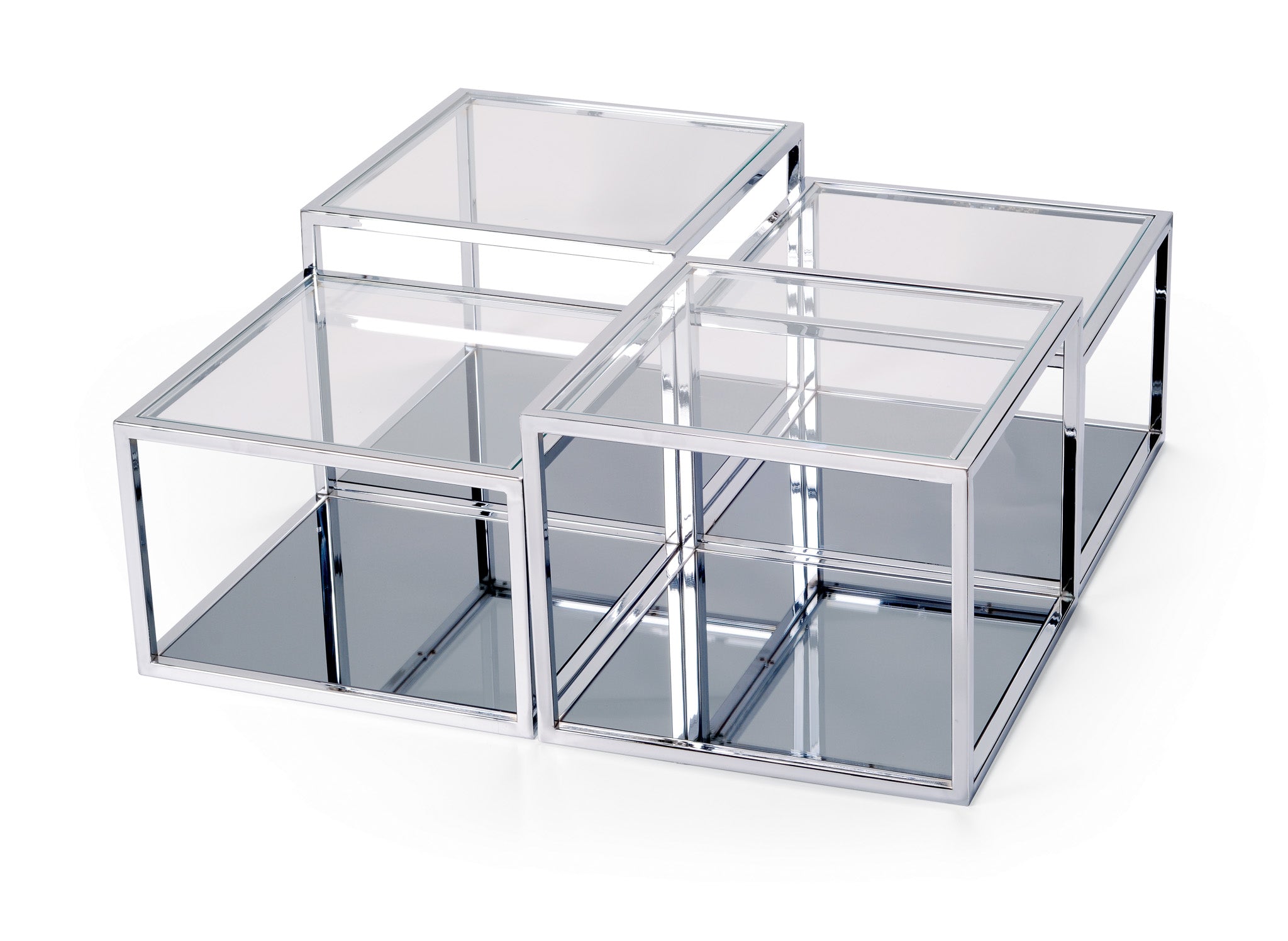 AFZELIA Metal Salontafel Transparant Glas