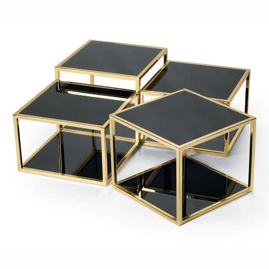 AFZELIA Metal Salontafel Zwart-Goud