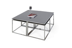 ALINDA Metal Salontafel Antraciet Spiegelglas - Zilver/Chroom - ultraluxuryliving