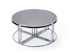 ALIZE Metal Salontafel Rond Antraciet Spiegelglas - Zilver/Chroom - ultraluxuryliving