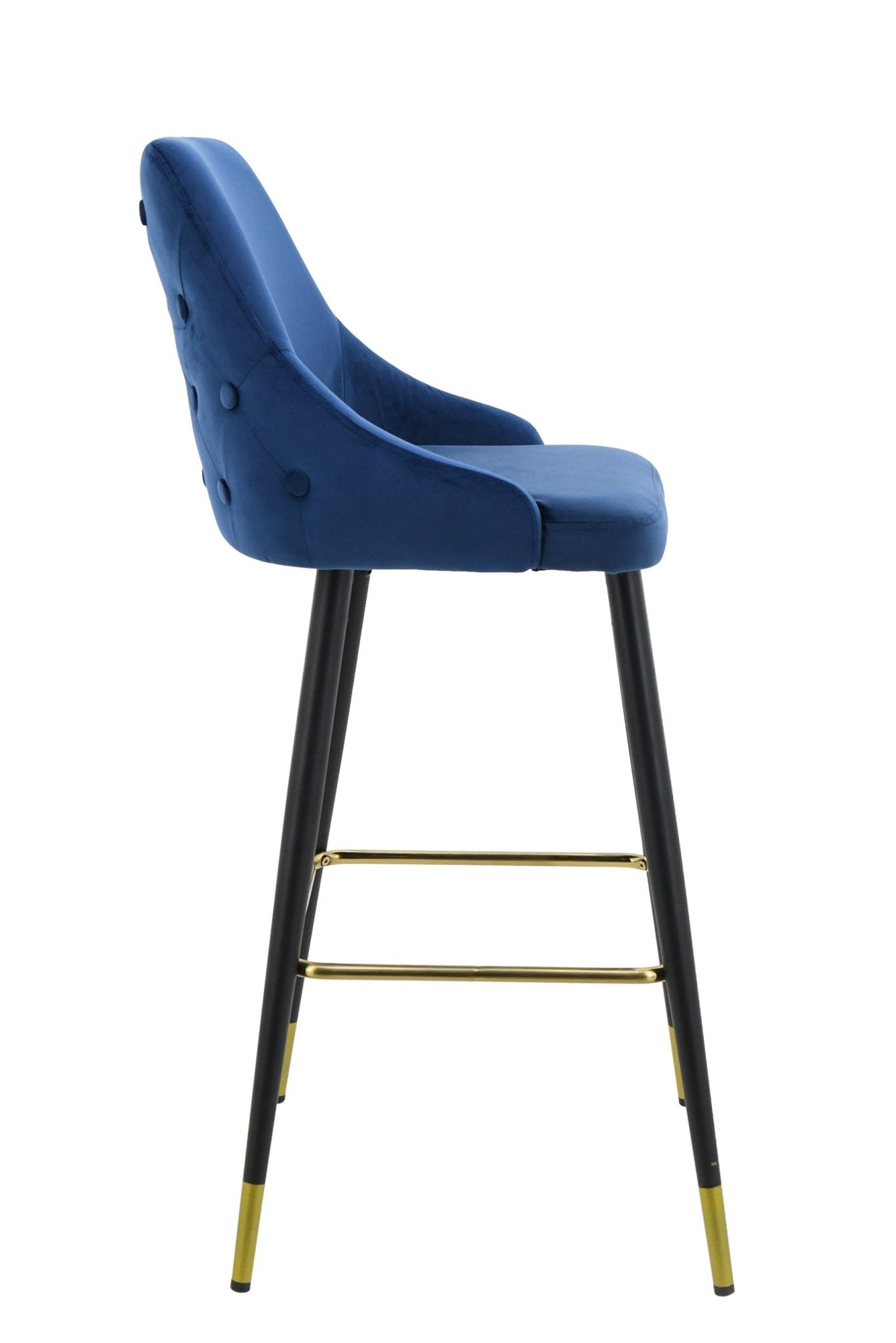 Set van 2 Barkrukken – In Hoogte Verstelbaar – Blauw Fluwelen Zitting