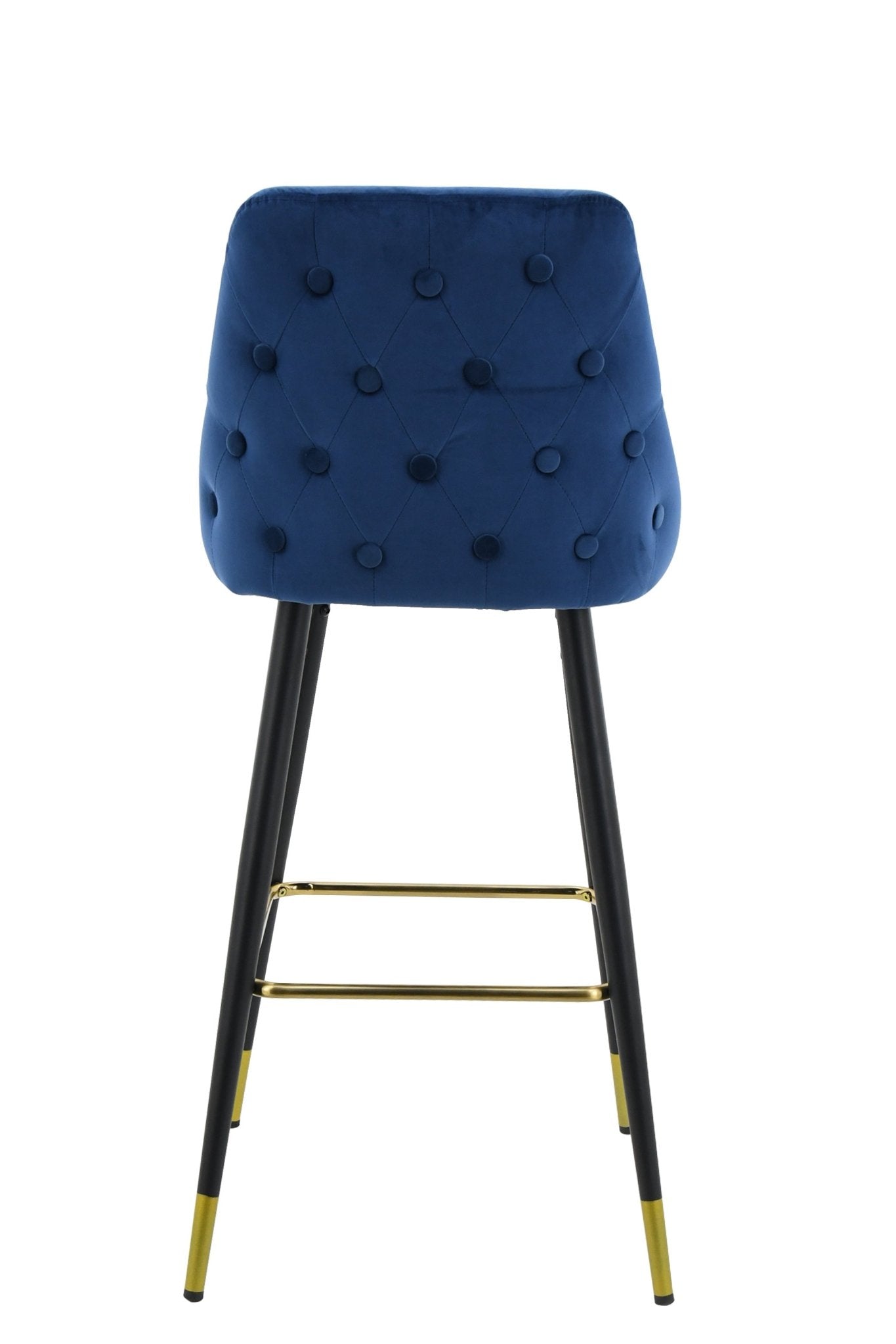 Set van 2 Barkrukken – In Hoogte Verstelbaar – Blauw Fluwelen Zitting