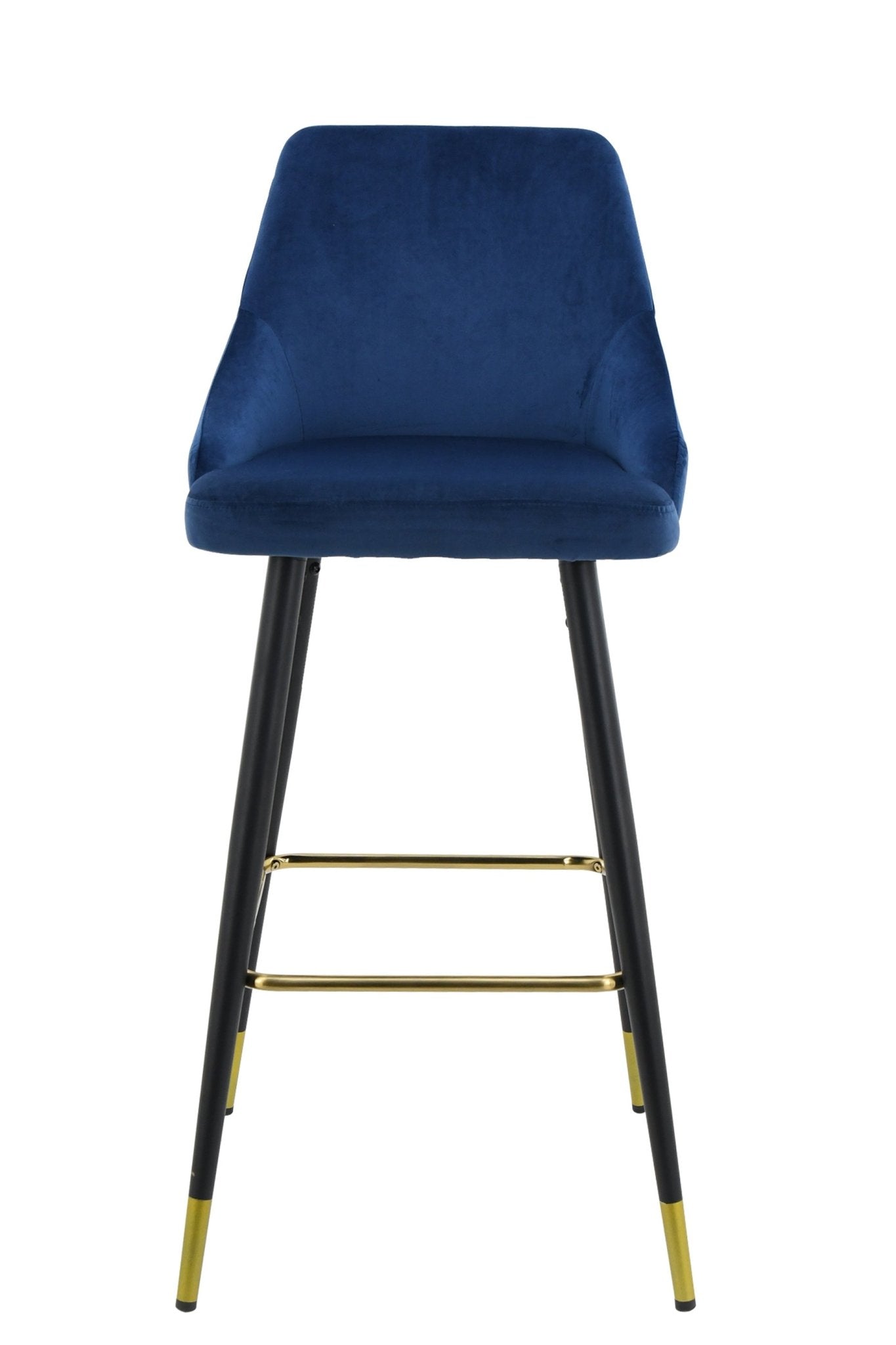 Set van 2 Barkrukken – In Hoogte Verstelbaar – Blauw Fluwelen Zitting