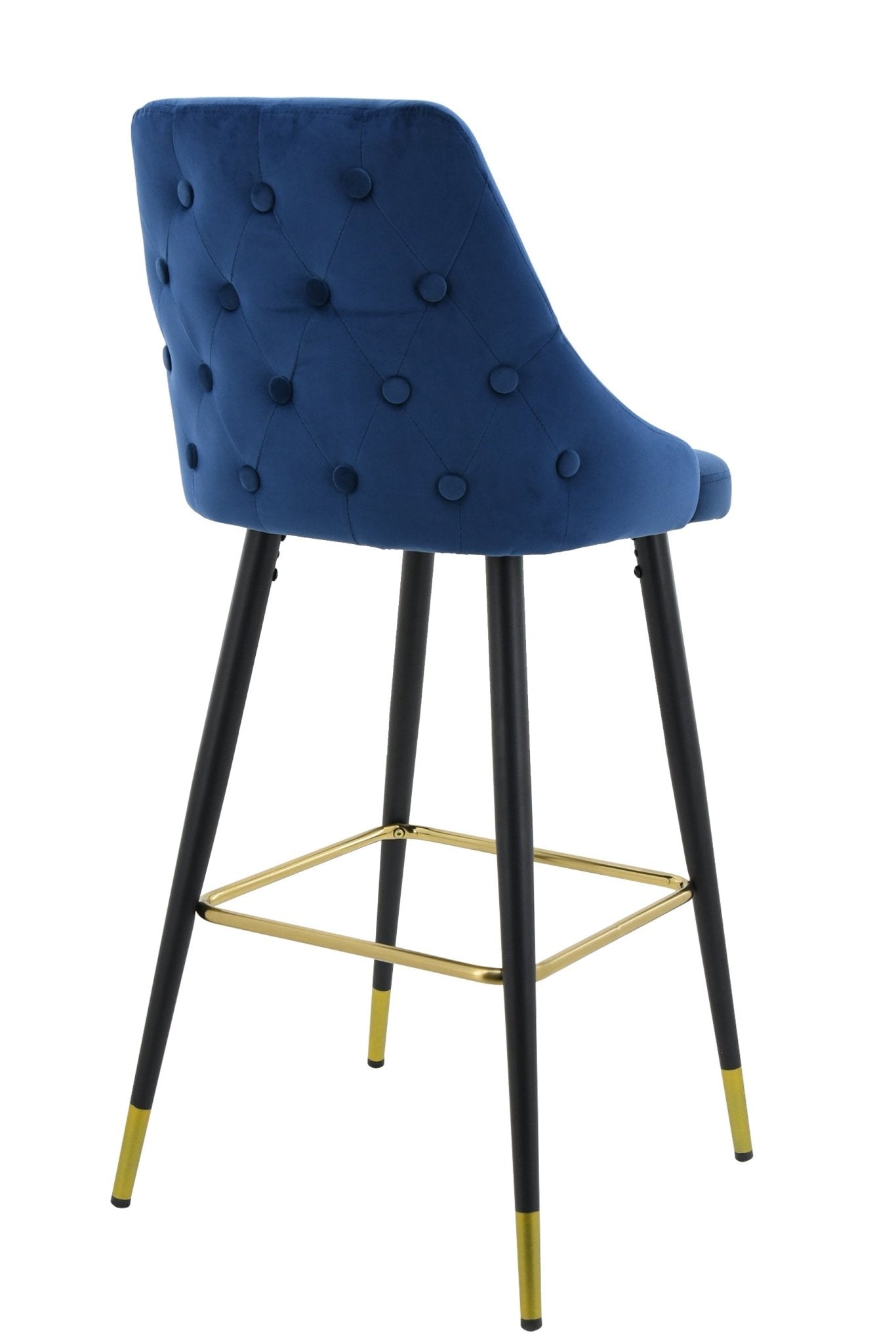 Set van 2 Barkrukken – In Hoogte Verstelbaar – Blauw Fluwelen Zitting