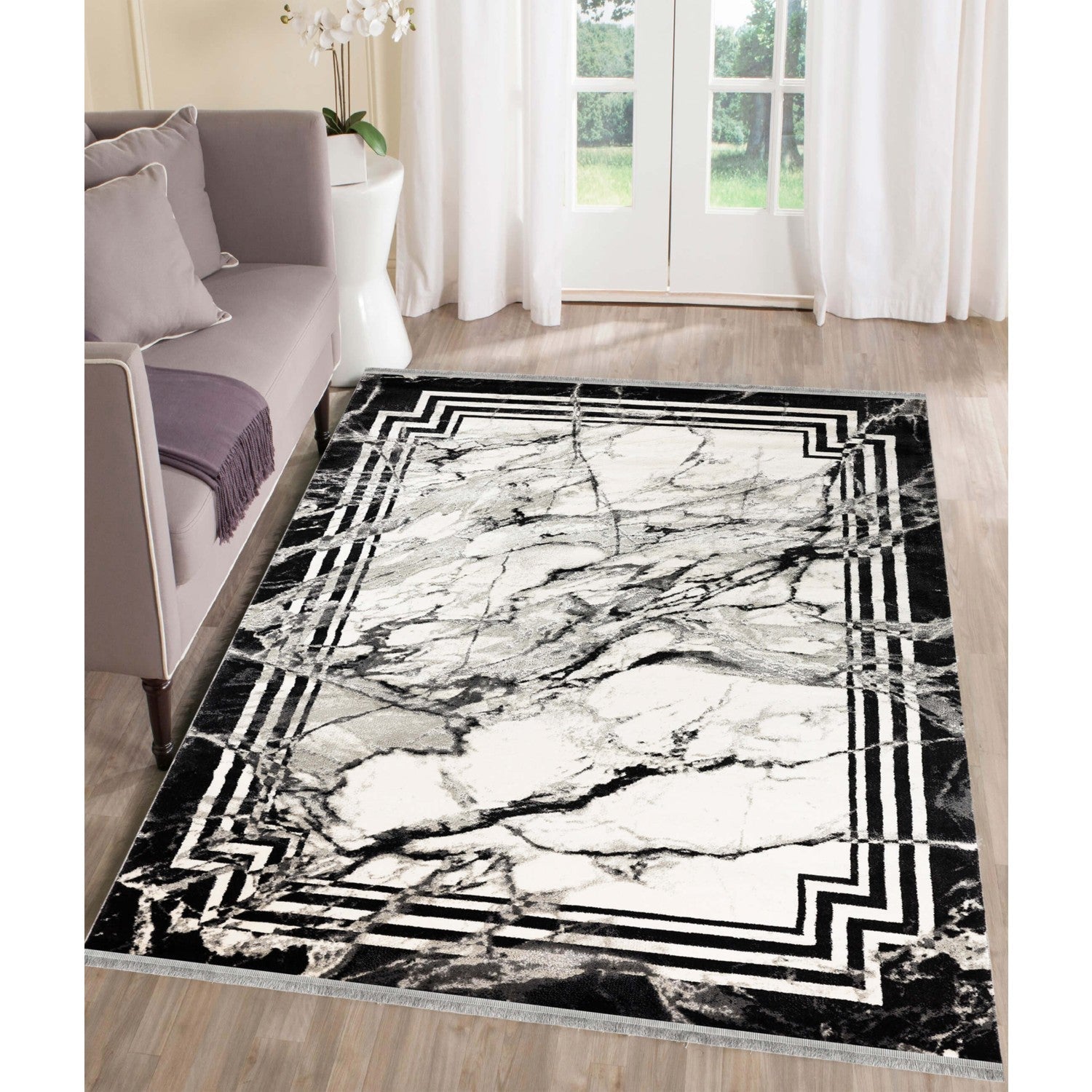 Luxe Marmerlook Vloerkleed - 160x230 cm - Polypropyleen en Polyester