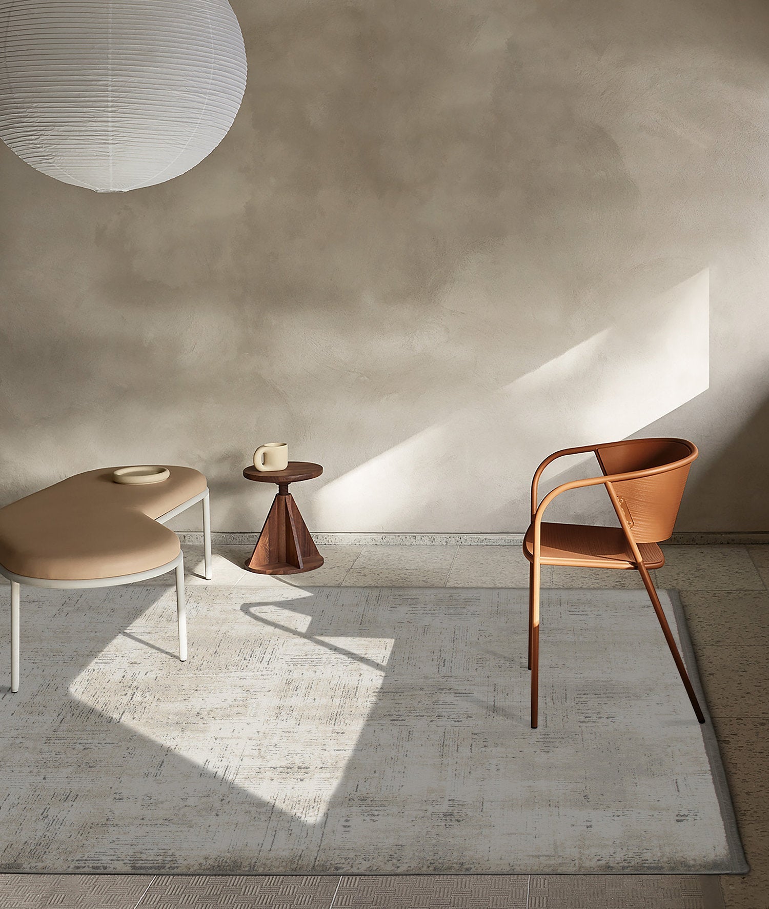 Stijlvol katoenen vloerkleed met subtiele textuur in neutrale tinten - 160x230 cm