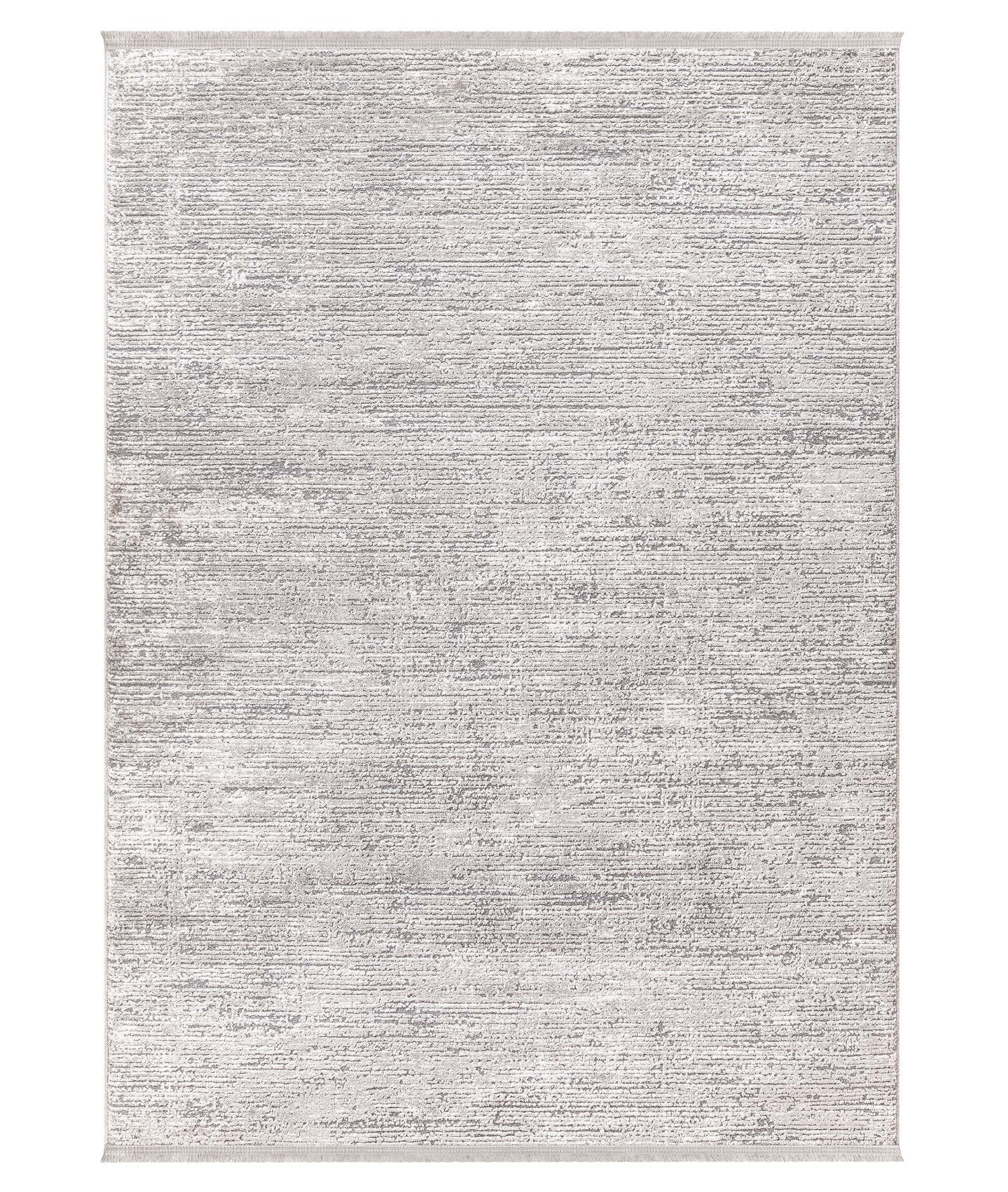 Minimalistisch katoenen vloerkleed met textuur in lichtgrijs - 160x230 cm