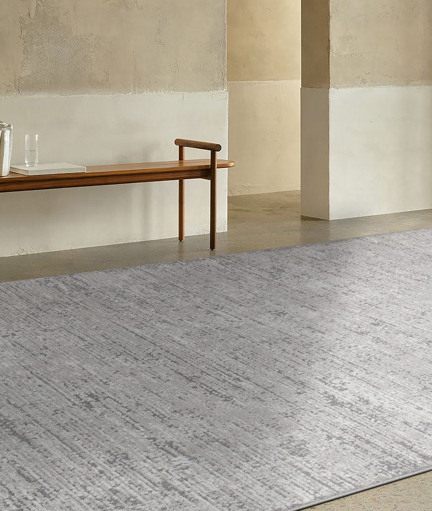 Minimalistisch katoenen vloerkleed met textuur in lichtgrijs - 160x230 cm