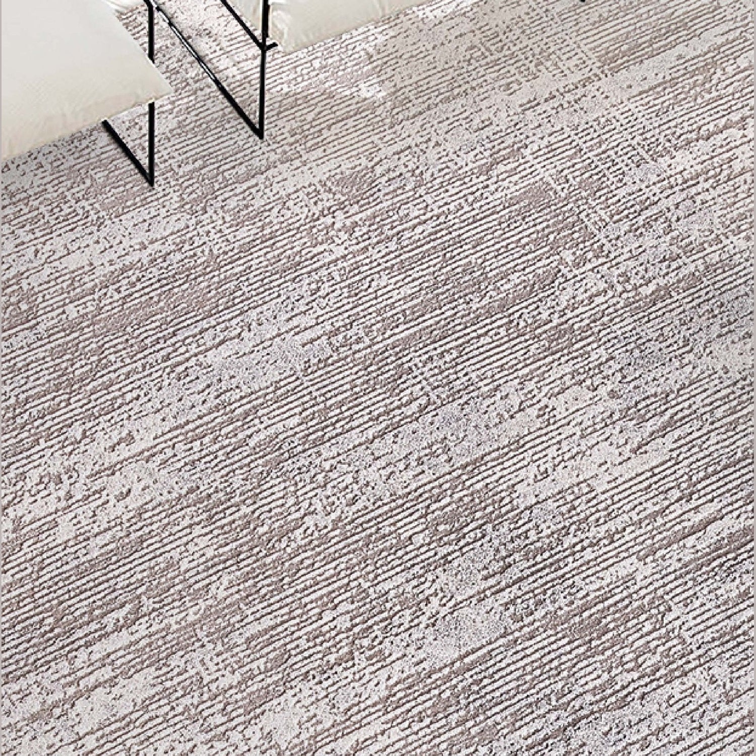 Moderne Vloerkleed met subtiele lijntextuur in beige - 160x230 cm - Acryl