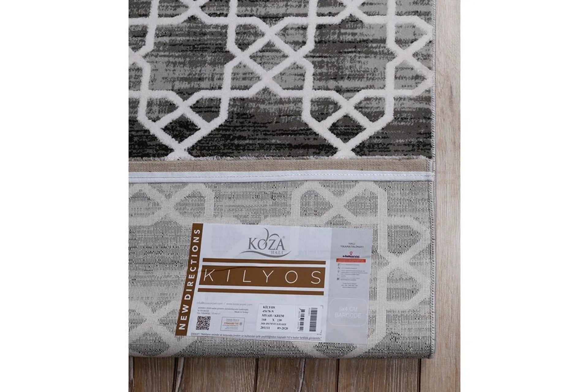 Vloerkleed van katoen met modern geometrisch patroon in grijstinten - 160x230 cm