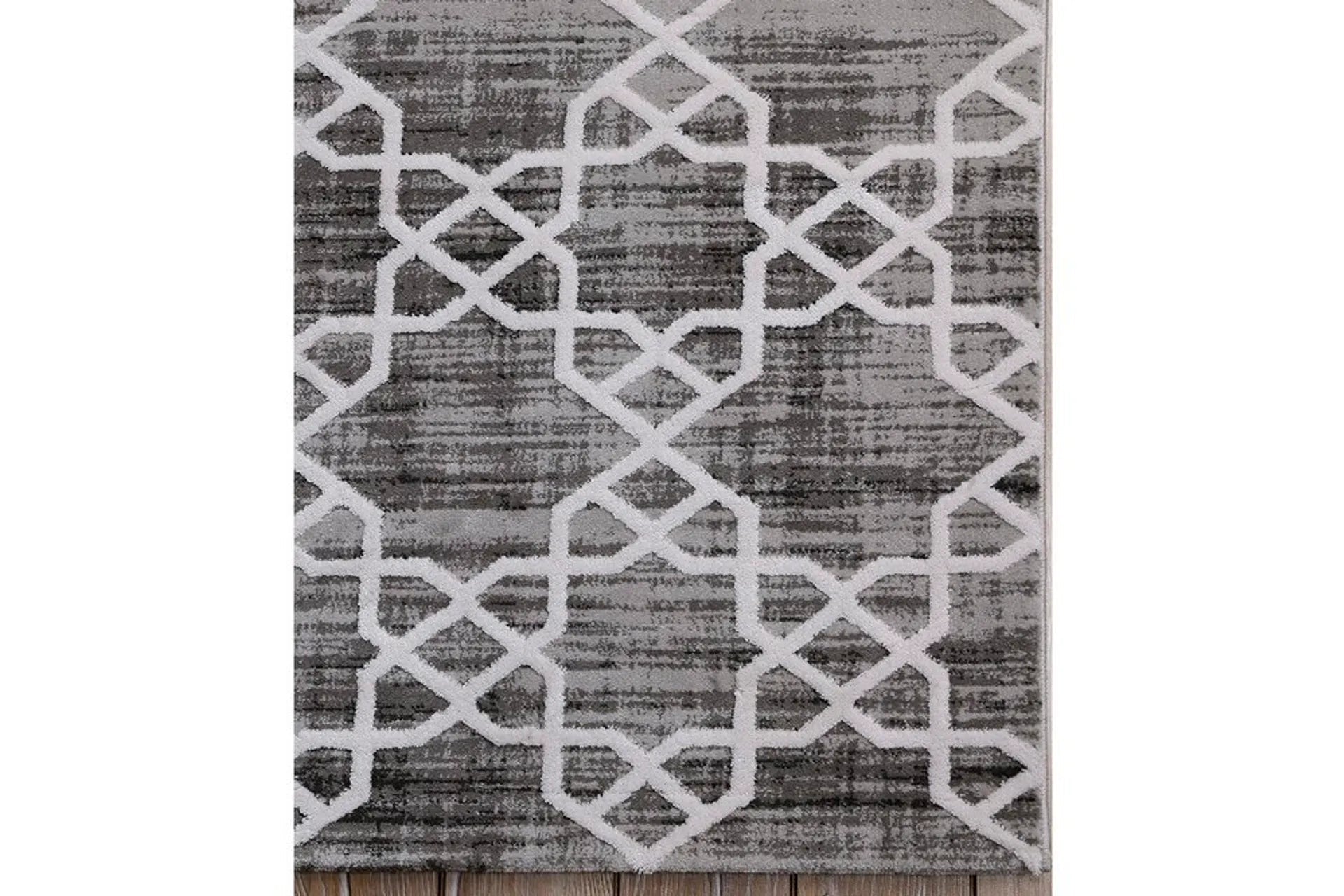 Vloerkleed van katoen met modern geometrisch patroon in grijstinten - 160x230 cm