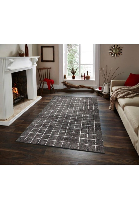 Donker Geruit Vloerkleed - 160x230 cm - Polypropyleen en Polyester