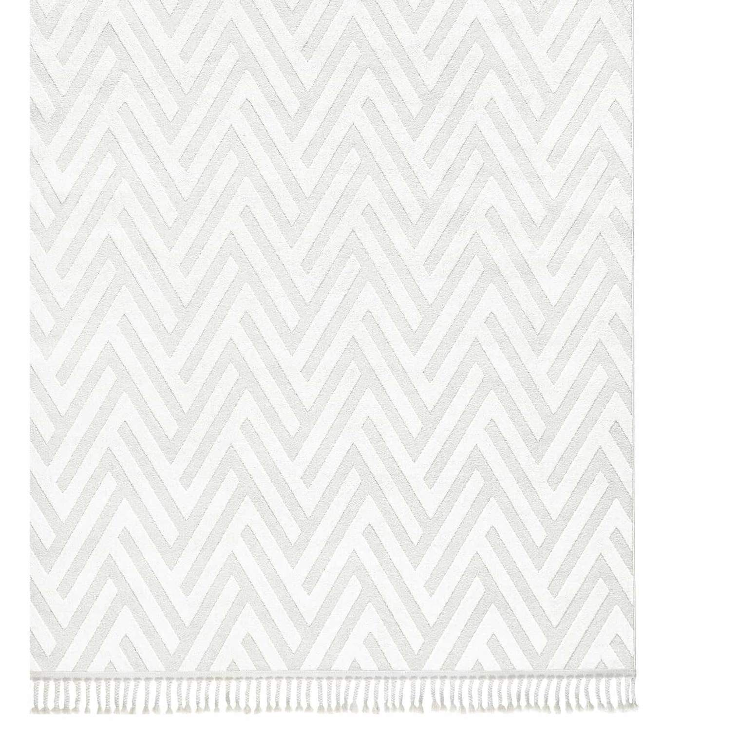 Elegant Wit Vloerkleed met Visgraatmotief - 160x230 cm - Polyester