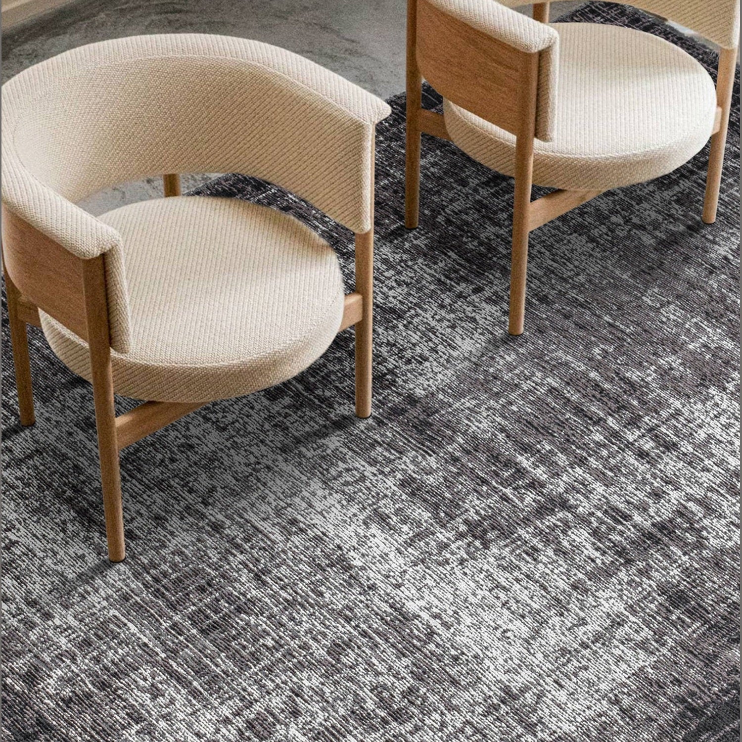 Donkergrijs Vloerkleed met Industriële Look - 160x230 cm - Polyester Chenille