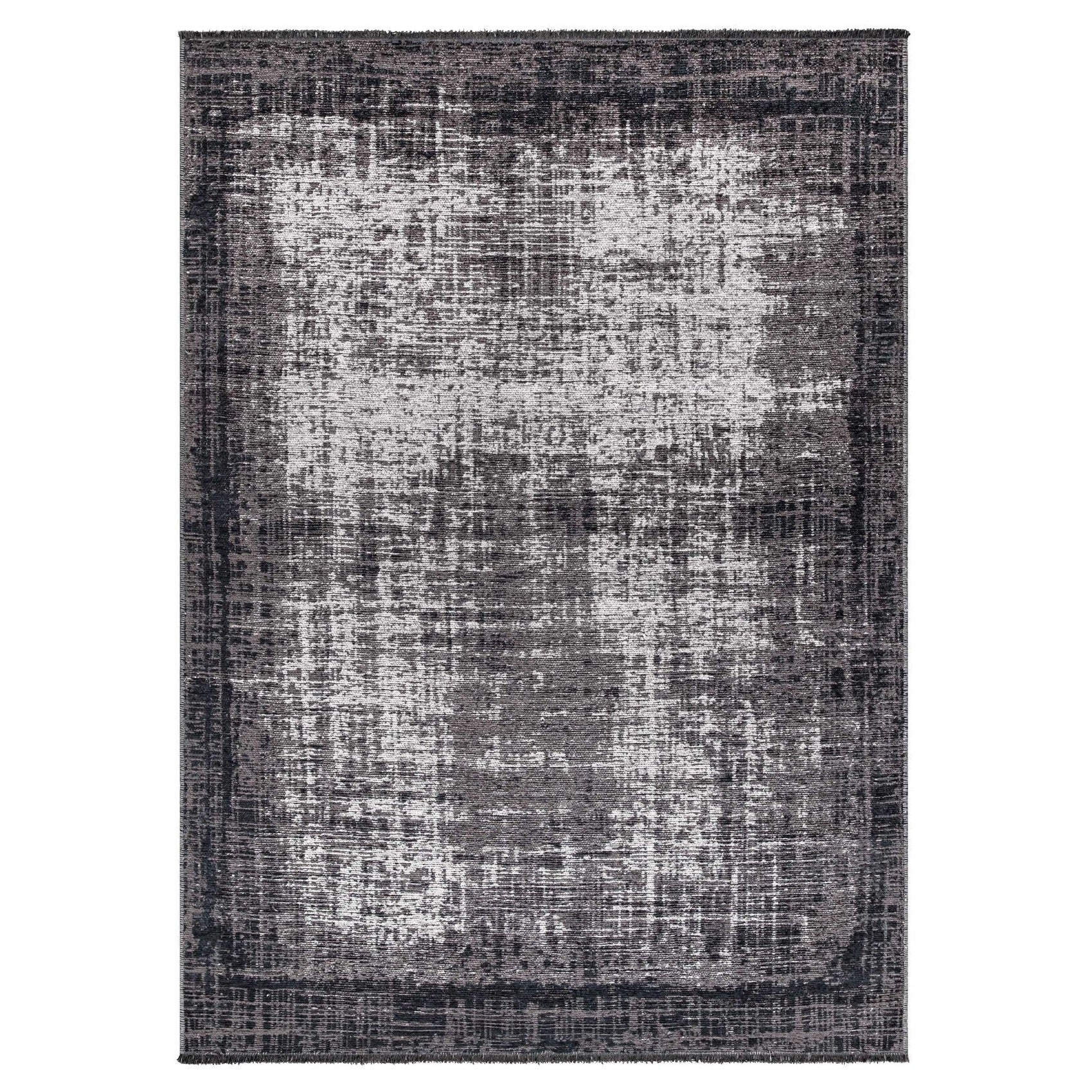 Donkergrijs Vloerkleed met Industriële Look - 160x230 cm - Polyester Chenille