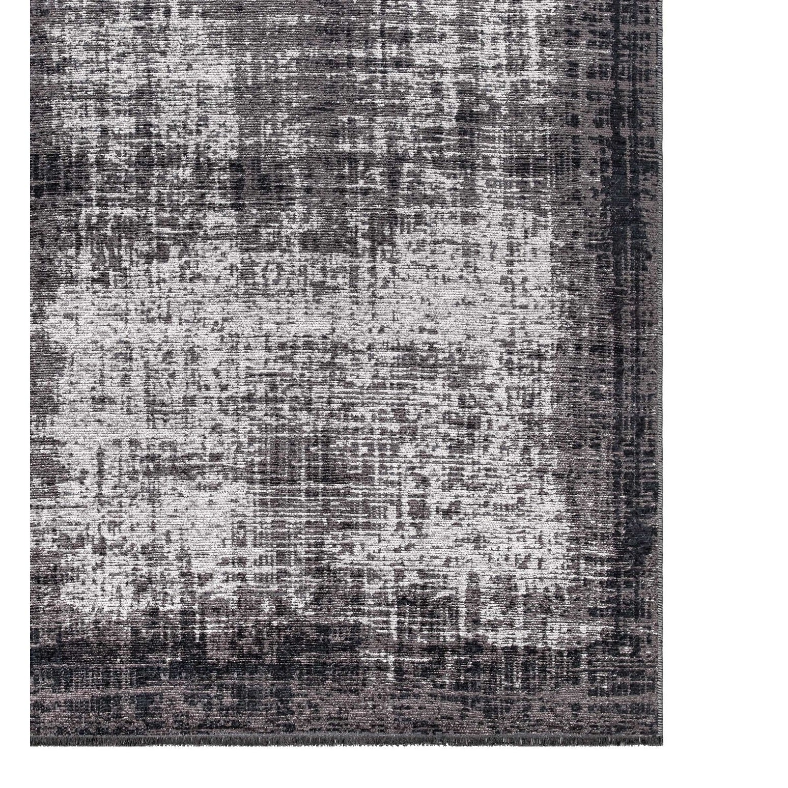 Donkergrijs Vloerkleed met Industriële Look - 160x230 cm - Polyester Chenille