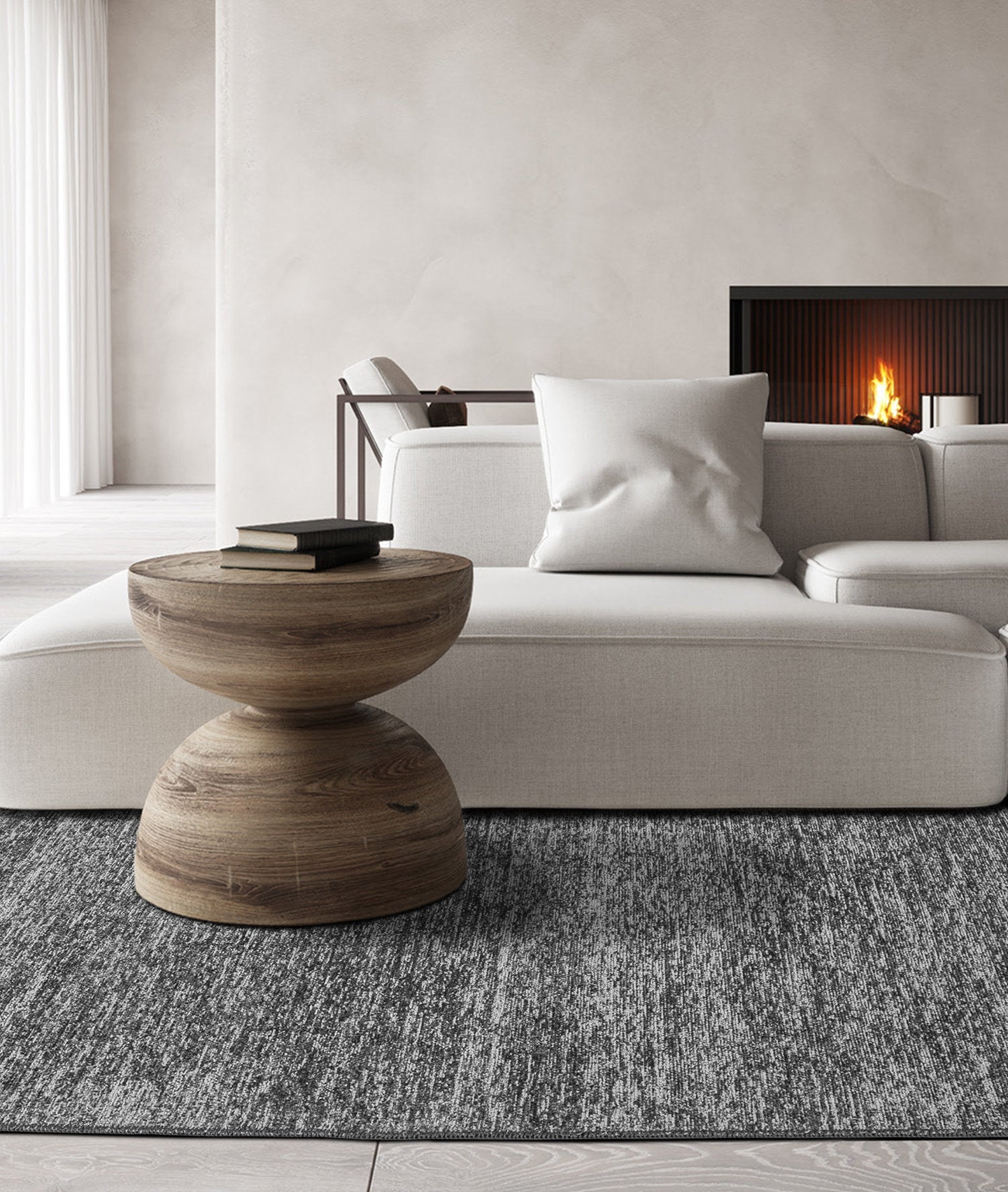 Zwart-Grijs Vloerkleed 160x230 cm - Polypropyleen en Polyester